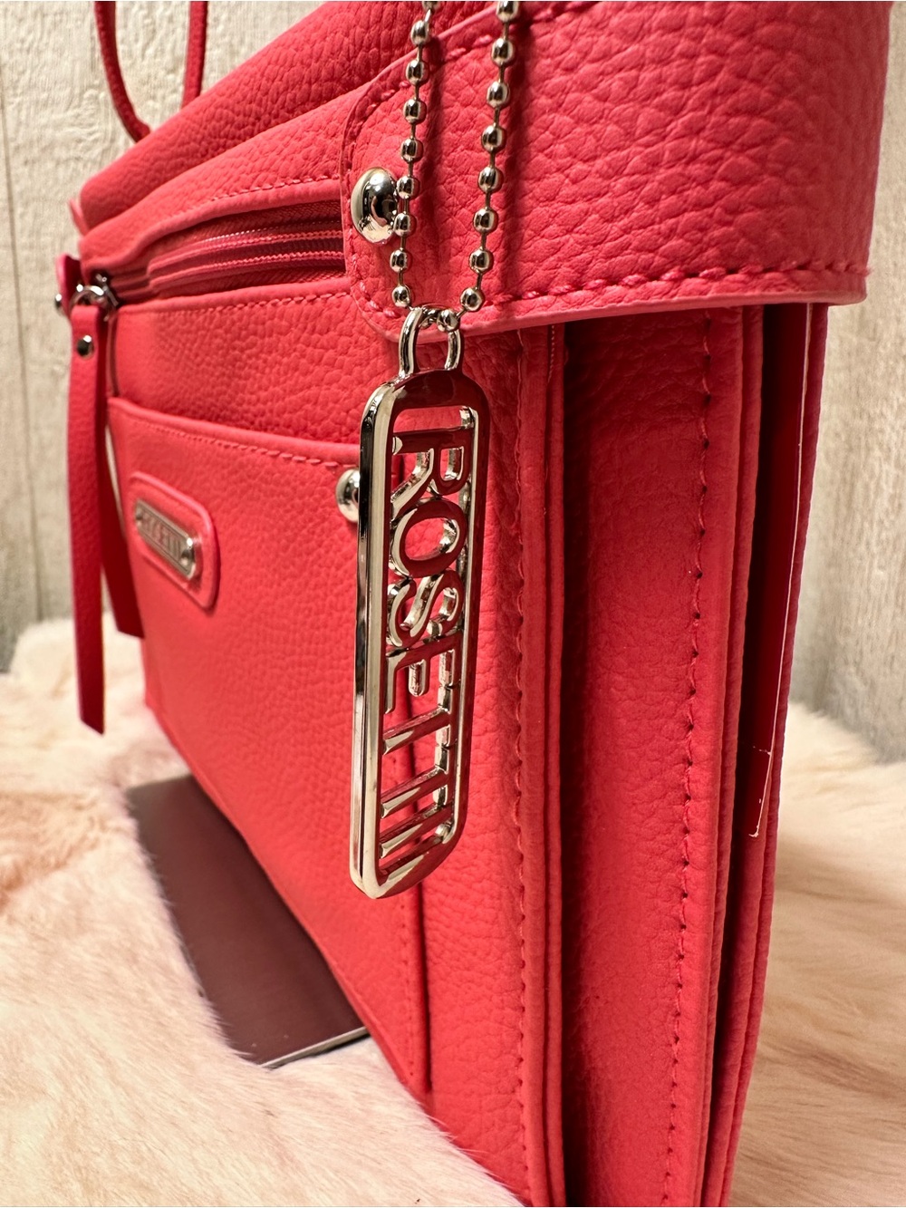 NWOT Rosetti Bright Coral Shoulder Crossbody Bag - Picture 3 of 9